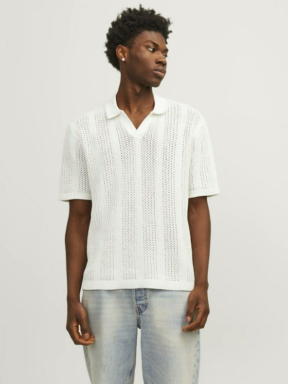 Jack & Jones Krémové pánské polo tričko Jack & Jones Taormina