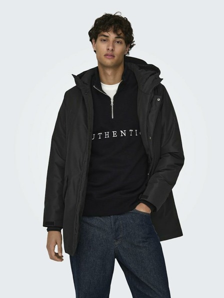 ONLY & SONS Černá pánská zimní parka ONLY & SONS Carl