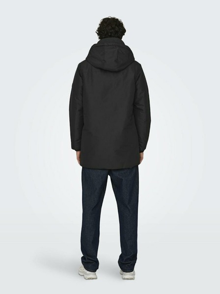 ONLY & SONS Černá pánská zimní parka ONLY & SONS Carl