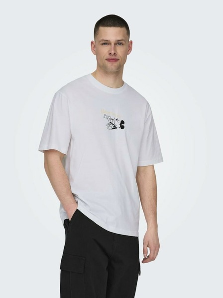 ONLY & SONS Bílé pánské tričko ONLY & SONS Disney