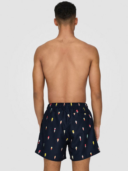ONLY & SONS Tmavě modré pánské vzorované plavky ONLY & SONS Ted