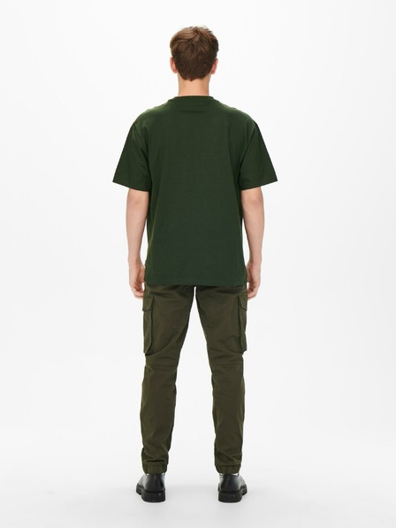 ONLY & SONS Tmavě zelené pánské basic tričko ONLY & SONS Fred