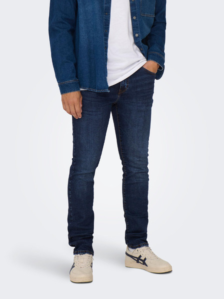 ONLY & SONS Tmavě modré pánské slim fit džíny ONLY & SONS Loom