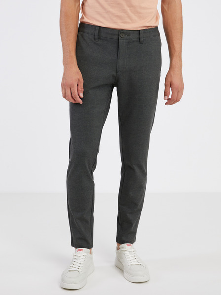 ONLY & SONS Tmavě šedé pánské žíhané chino kalhoty ONLY & SONS Mark