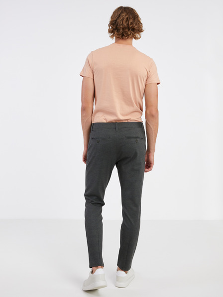 ONLY & SONS Tmavě šedé pánské žíhané chino kalhoty ONLY & SONS Mark