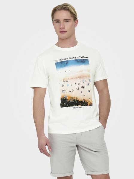 ONLY & SONS Krémové pánské tričko ONLY & SONS Kolton