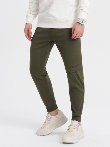 Ombre Clothing Tmavě zelené pánské tepláky Ombre Clothing