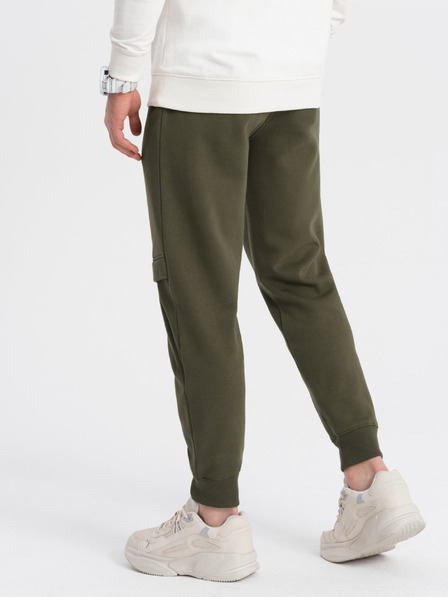 Ombre Clothing Tmavě zelené pánské tepláky Ombre Clothing