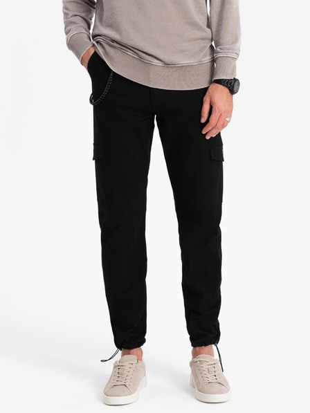 Ombre Clothing Černé pánské cargo kalhoty Ombre Clothing