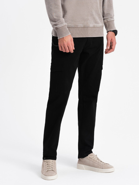 Ombre Clothing Černé pánské cargo kalhoty Ombre Clothing