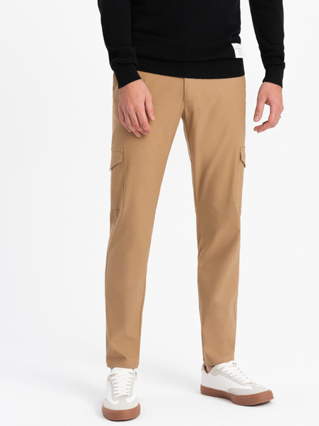 Ombre Clothing Světle hnědé pánské cargo kalhoty Ombre Clothing