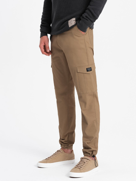 Ombre Clothing Hnědé pánské cargo kalhoty Ombre Clothing