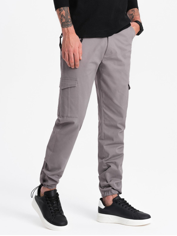 Ombre Clothing Šedé pánské cargo kalhoty Ombre Clothing