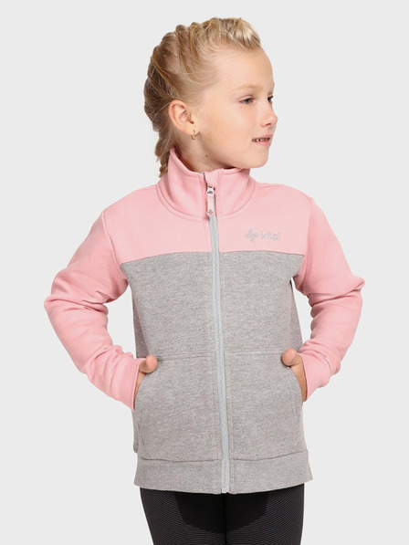 Kilpi Šedo-růžová holčičí mikina na zip KILPI HALI