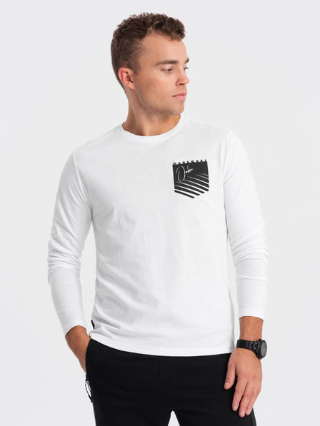 Ombre Clothing Bílé pánské tričko s potiskem Ombre Clothing