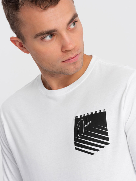 Ombre Clothing Bílé pánské tričko s potiskem Ombre Clothing