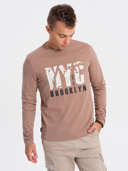 Ombre Clothing Hnědé pánské tričko Ombre Clothing