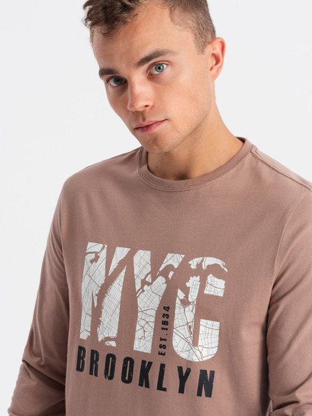 Ombre Clothing Hnědé pánské tričko Ombre Clothing