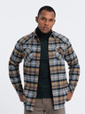 Ombre Clothing Oranžovo-šedá pánská svrchní flanelová košile Ombre Clothing