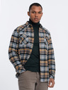 Ombre Clothing Oranžovo-šedá pánská svrchní flanelová košile Ombre Clothing