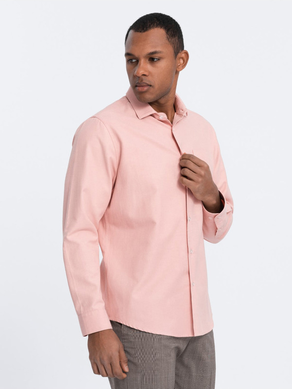 Ombre Clothing Světle růžová pánská košile Ombre Clothing