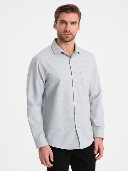 Ombre Clothing Světle šedá pánská žíhaná košile Ombre Clothing