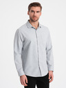 Ombre Clothing Světle šedá pánská žíhaná košile Ombre Clothing