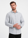 Ombre Clothing Světle šedá pánská žíhaná košile Ombre Clothing