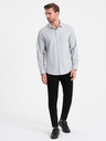 Ombre Clothing Světle šedá pánská žíhaná košile Ombre Clothing
