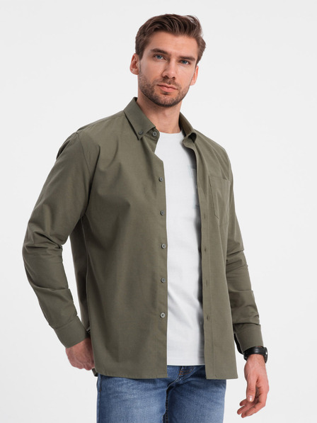 Ombre Clothing Khaki pánská košile Ombre Clothing