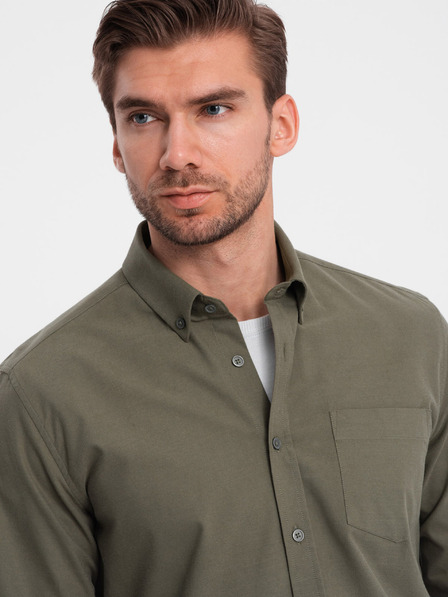 Ombre Clothing Khaki pánská košile Ombre Clothing