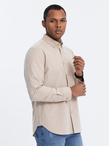 Ombre Clothing Béžová pánská košile Ombre Clothing