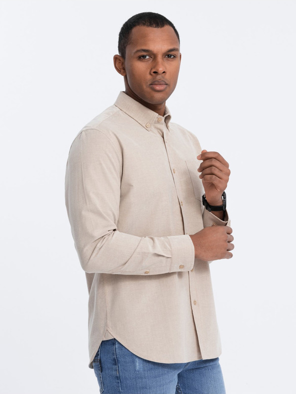 Ombre Clothing Béžová pánská košile Ombre Clothing