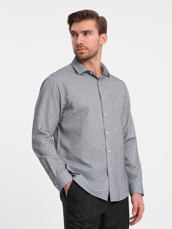 Ombre Clothing Světle šedá pánská žíhaná košile Ombre Clothing