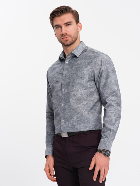 Ombre Clothing Šedá pánská vzorovaná košile Ombre Clothing