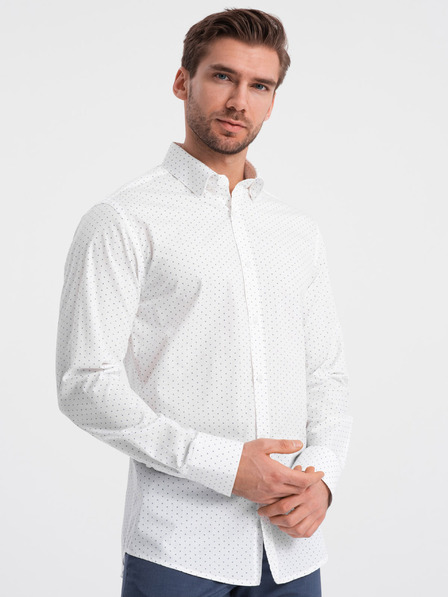 Ombre Clothing Bílá pánská vzorovaná košile Ombre Clothing