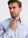 Ombre Clothing Světle modrá pánská vzorovaná košile Ombre Clothing
