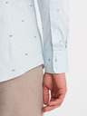 Ombre Clothing Světle modrá pánská vzorovaná košile Ombre Clothing
