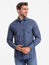 Ombre Clothing Tmavě modrá pánská vzorovaná košile Ombre Clothing