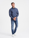 Ombre Clothing Tmavě modrá pánská vzorovaná košile Ombre Clothing