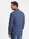 Ombre Clothing Tmavě modrá pánská vzorovaná košile Ombre Clothing