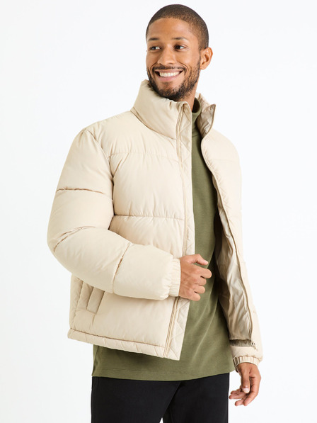 Celio Krémová pánská prošívaná zimní bunda Celio Fuparigi