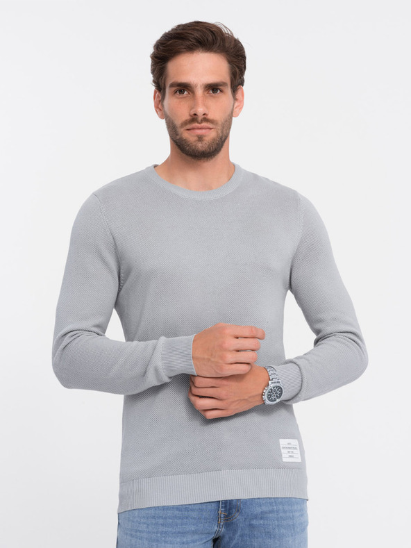 Ombre Clothing Světle šedý pánský svetr Ombre Clothing