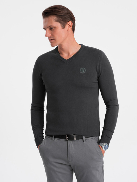 Ombre Clothing Tmavě šedý pánský svetr Ombre Clothing