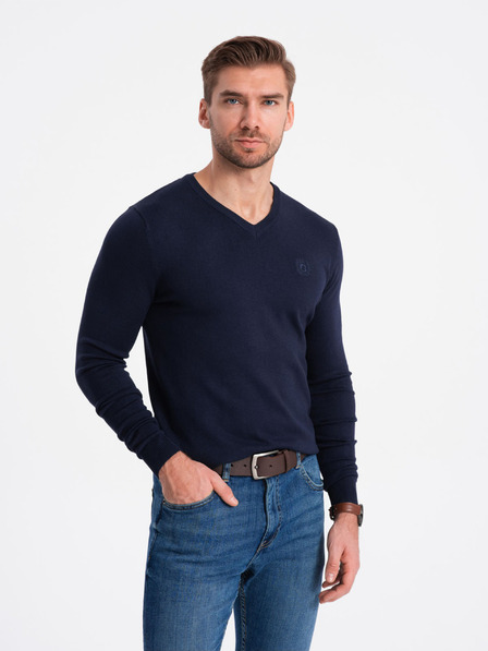 Ombre Clothing Tmavě modrý pánský svetr Ombre Clothing