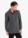 Ombre Clothing Šedá pánská basic mikina s límečkem Ombre Clothing