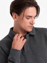 Ombre Clothing Šedá pánská basic mikina s límečkem Ombre Clothing