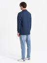 Ombre Clothing Tmavě modrá pánská basic mikina s límečkem Ombre Clothing