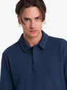 Ombre Clothing Tmavě modrá pánská basic mikina s límečkem Ombre Clothing