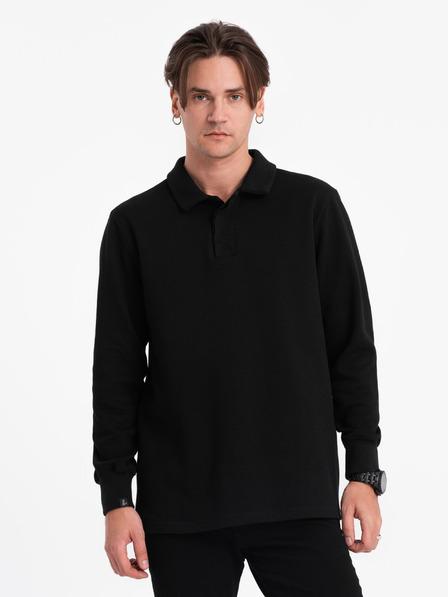 Ombre Clothing Černá pánská basic mikina s límečkem Ombre Clothing